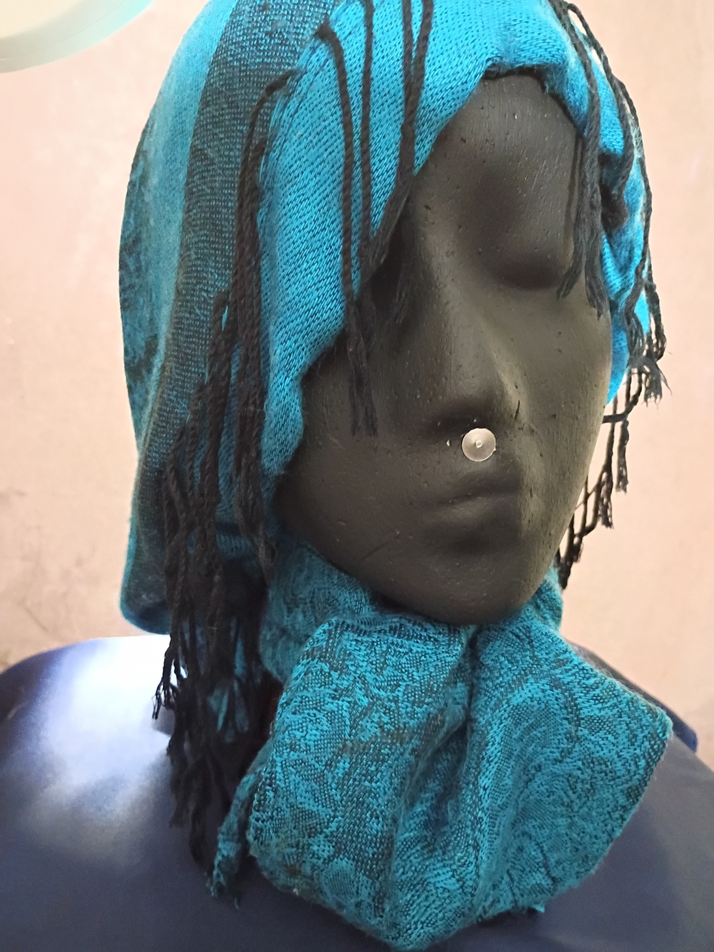 Teal Patterned Women's Scarf & Hood Set
